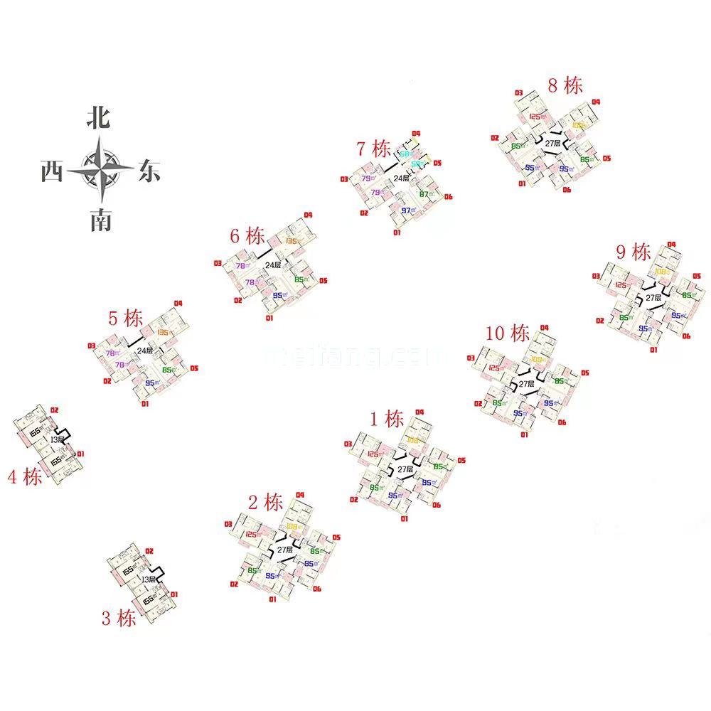 三一蓝海花园楼栋分布 平面图