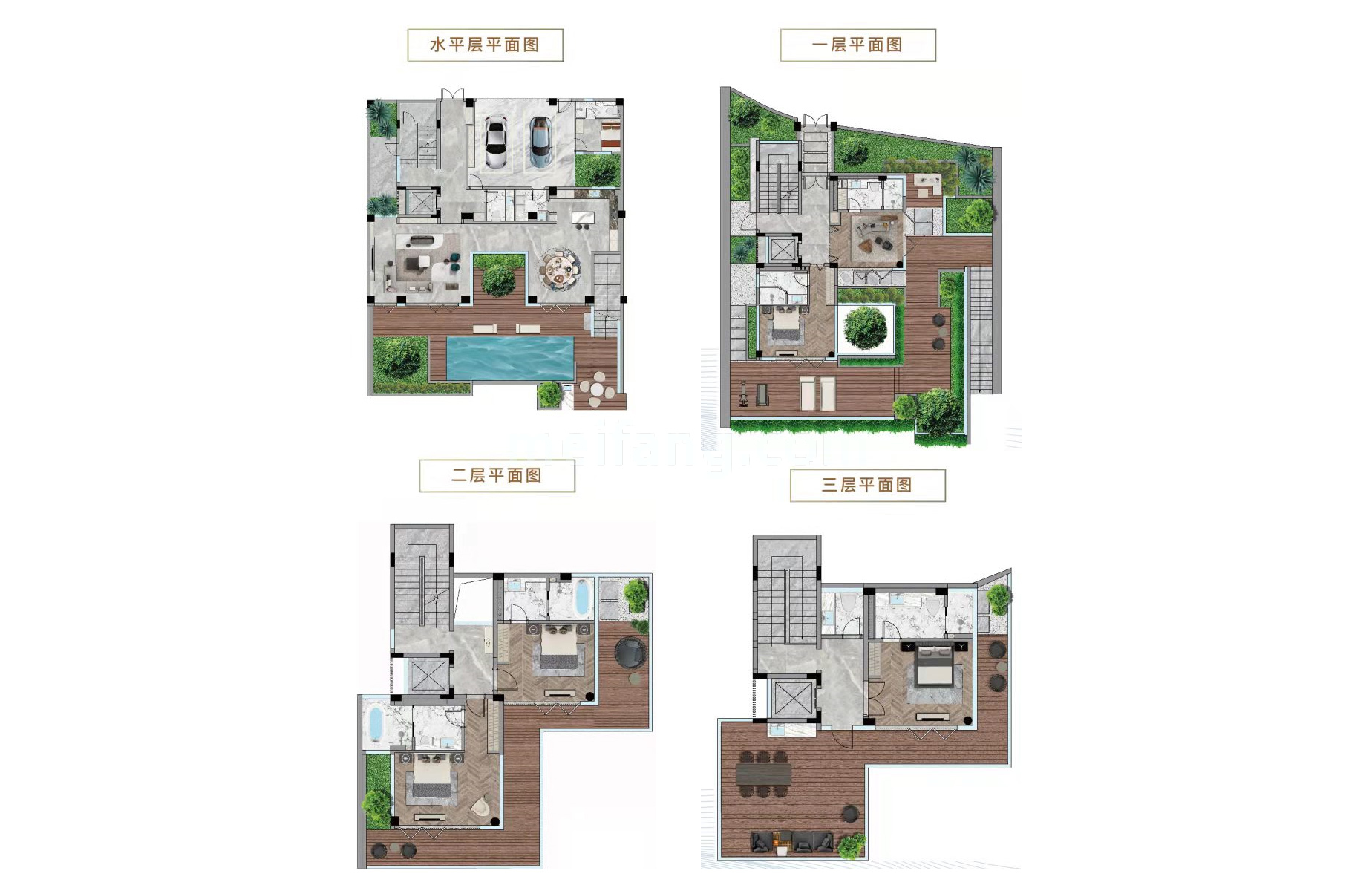 海棠湾&bull;云境(国美海棠湾)独栋 一期 C户型  4房3厅6卫 建面204.7㎡