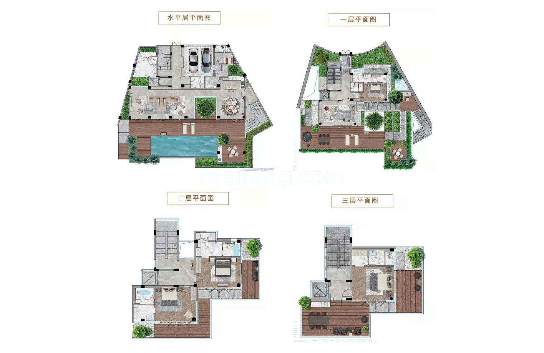 海棠湾&bull;云境(国美海棠湾)独栋 一期 B户型 4房3厅6卫 建面250.64㎡