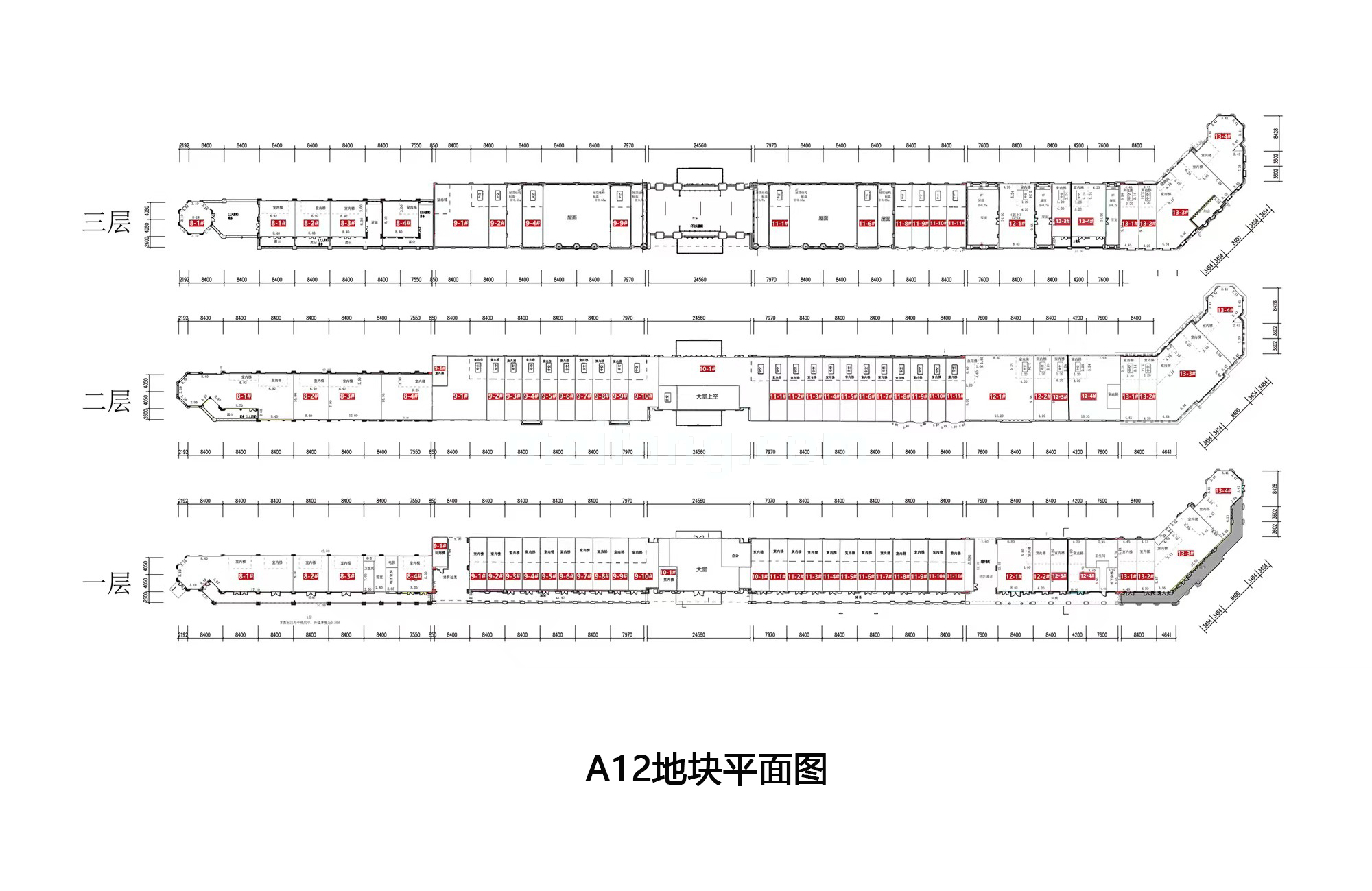 底商 A12地块商业平面图 建筑面积114-678㎡
