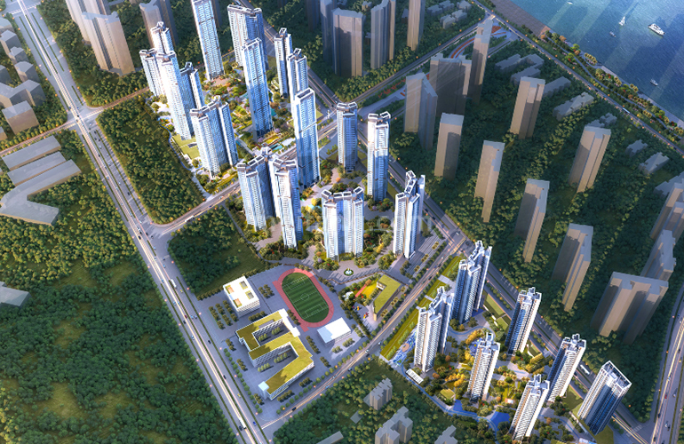 绿景玺悦湾鸟瞰图