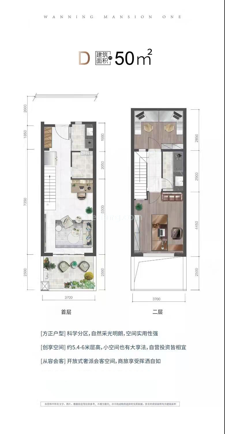 loft D户型 建筑面积50㎡