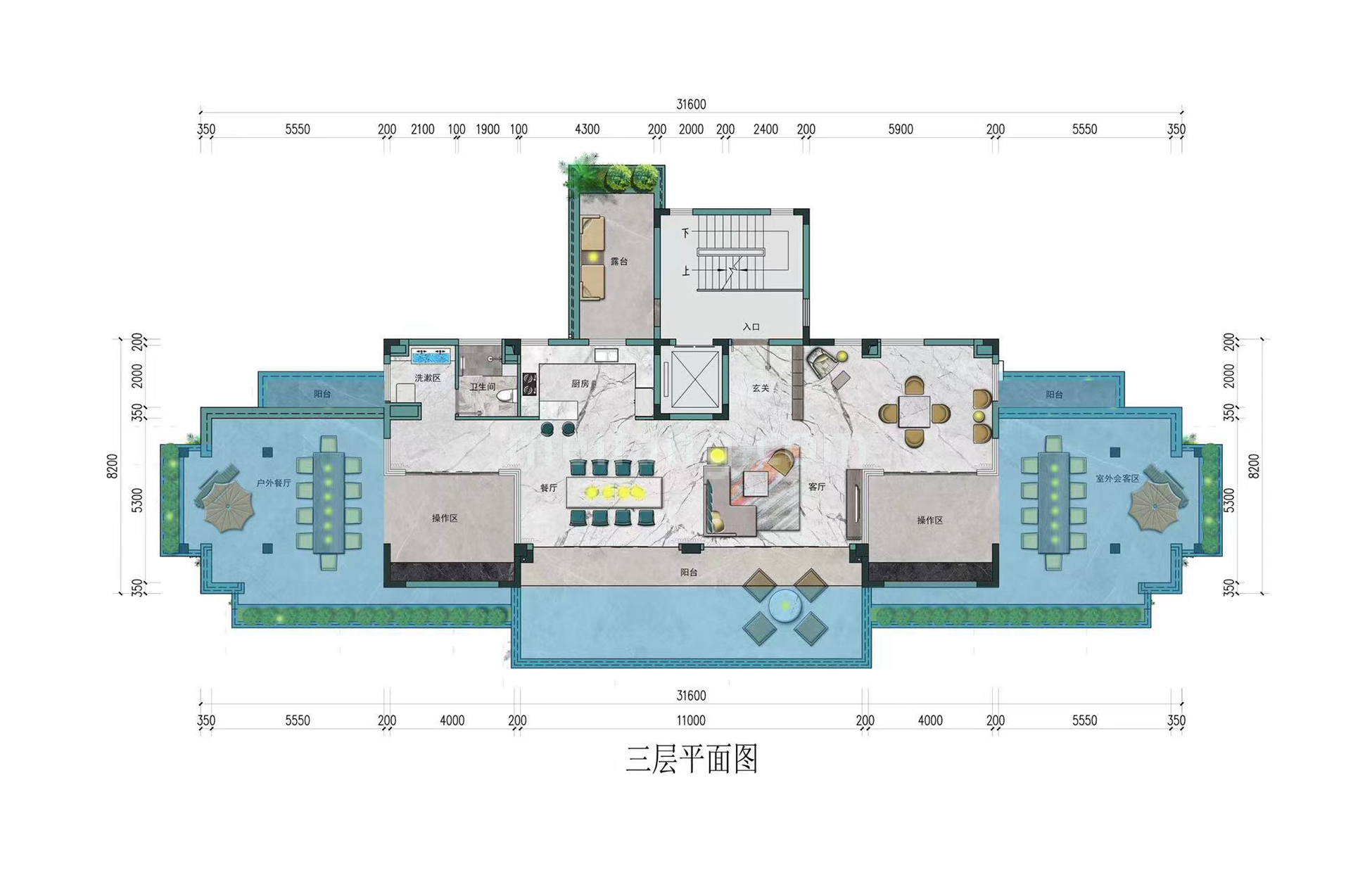 叠墅 第三层平面图 建筑面积179.58平