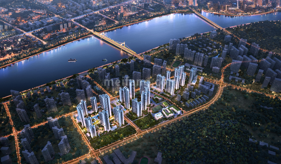 绿景玺悦湾夜景鸟瞰图