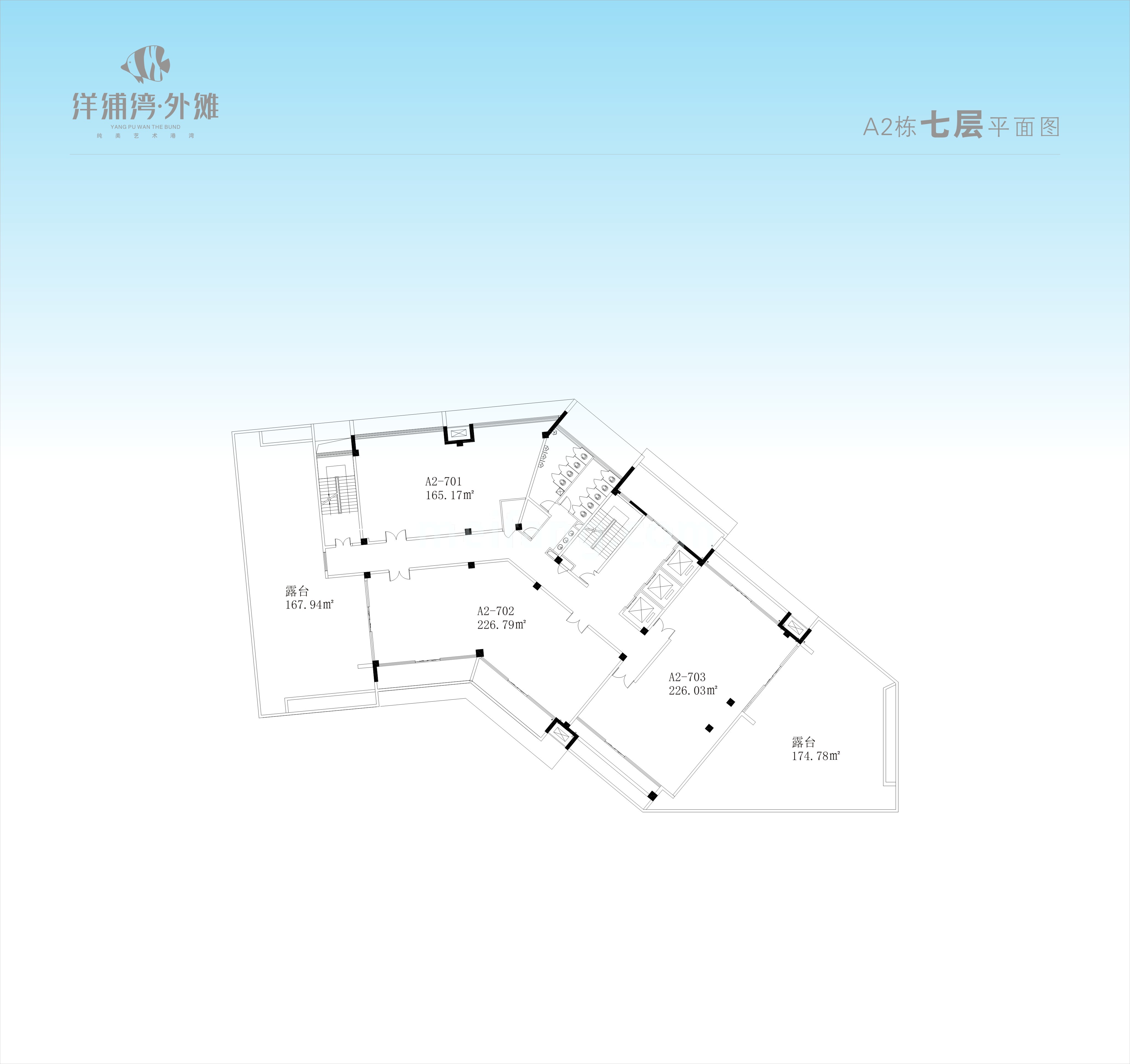 洋浦湾外滩A2栋七层平面图