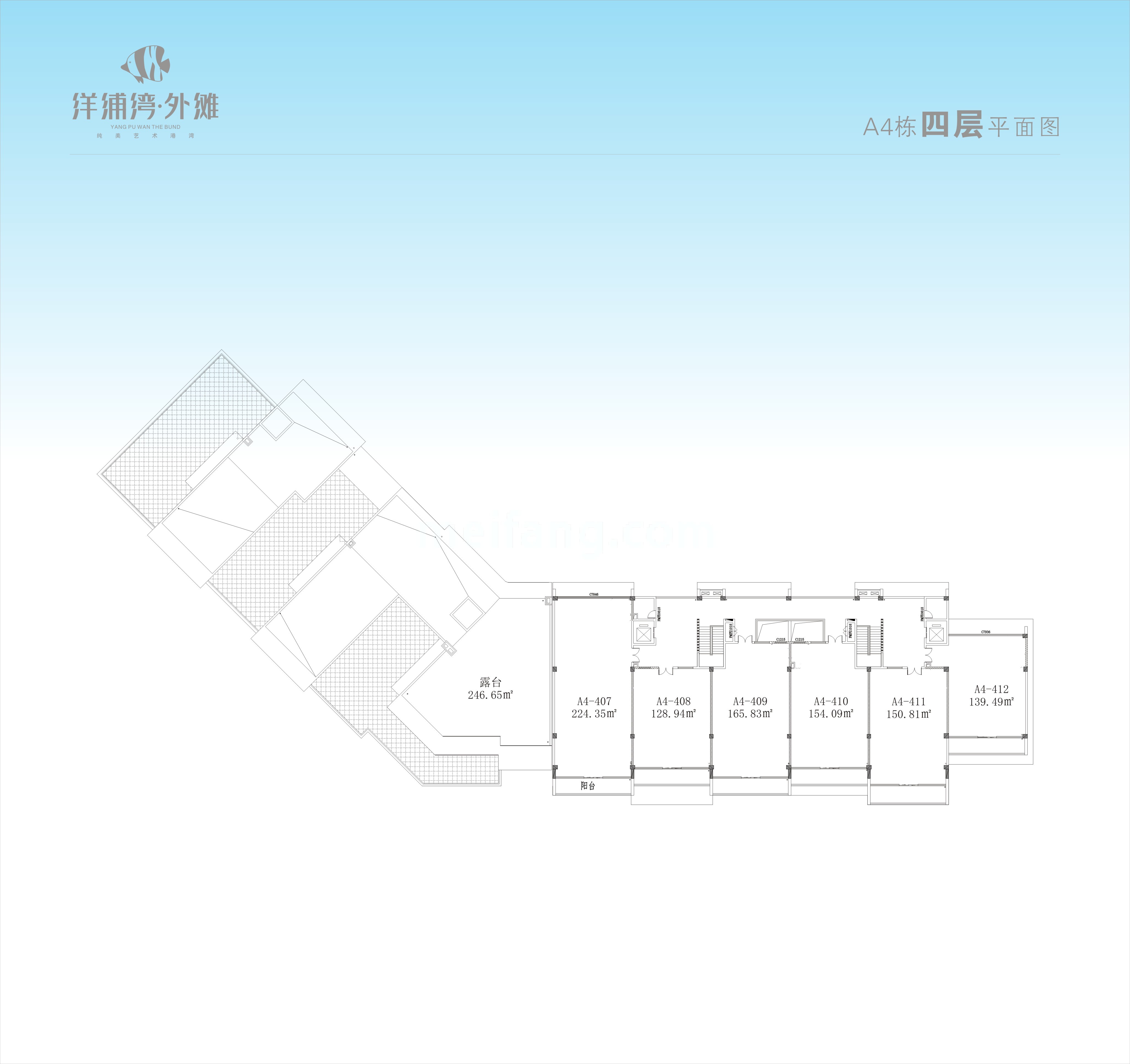 洋浦湾外滩A4栋四层平面图