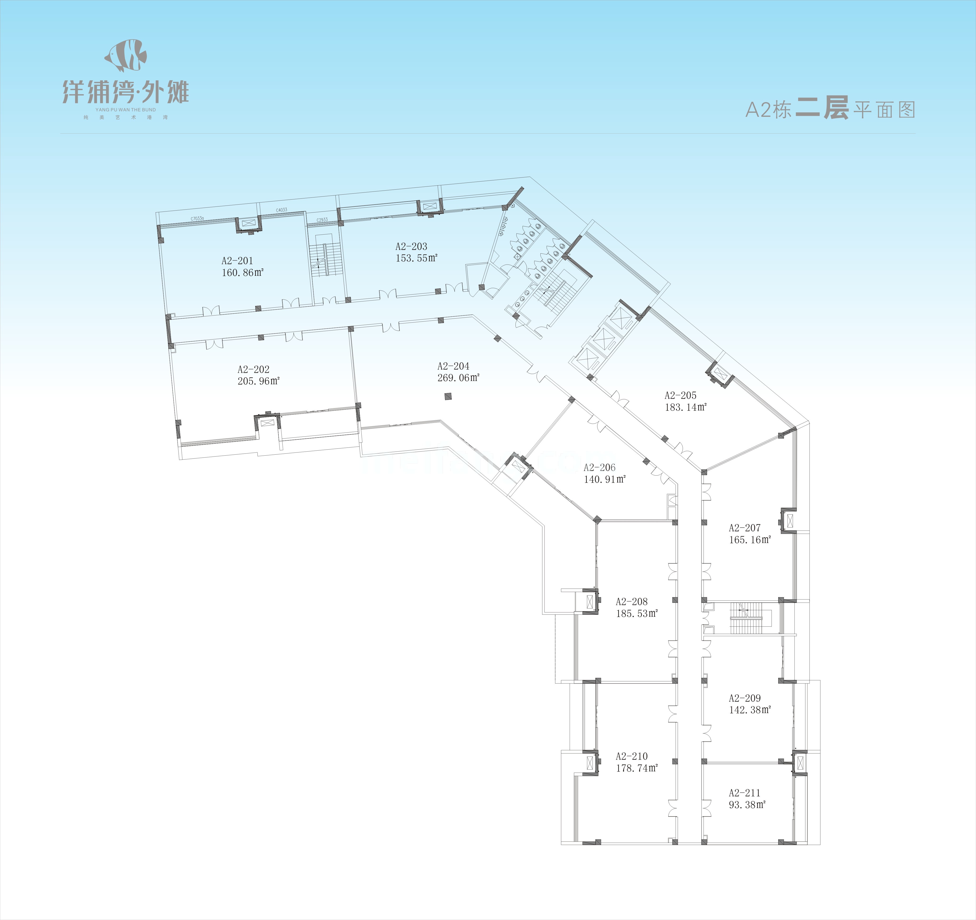 洋浦湾外滩A2栋二层平面图
