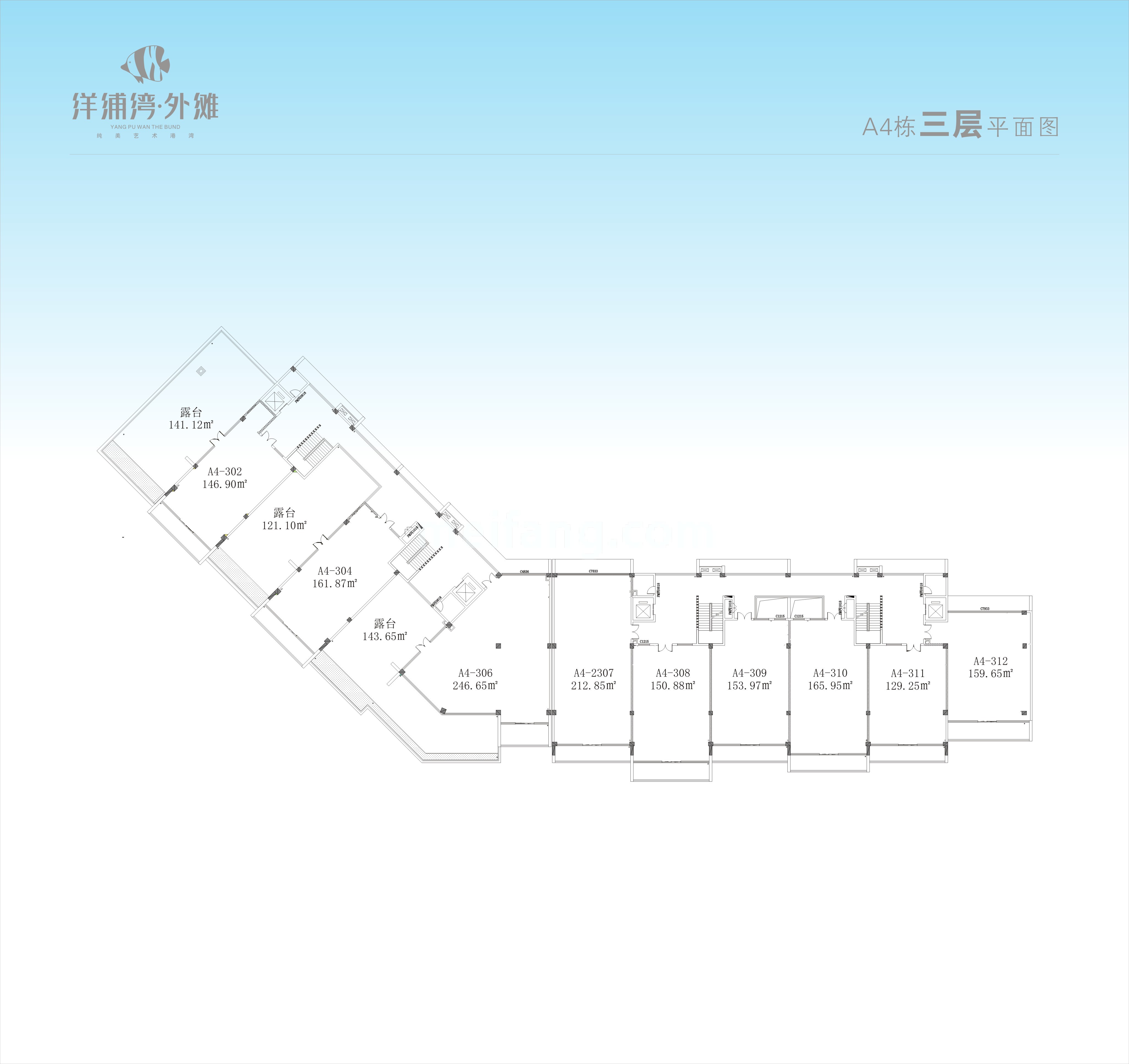 洋浦湾外滩A4栋三层平面图