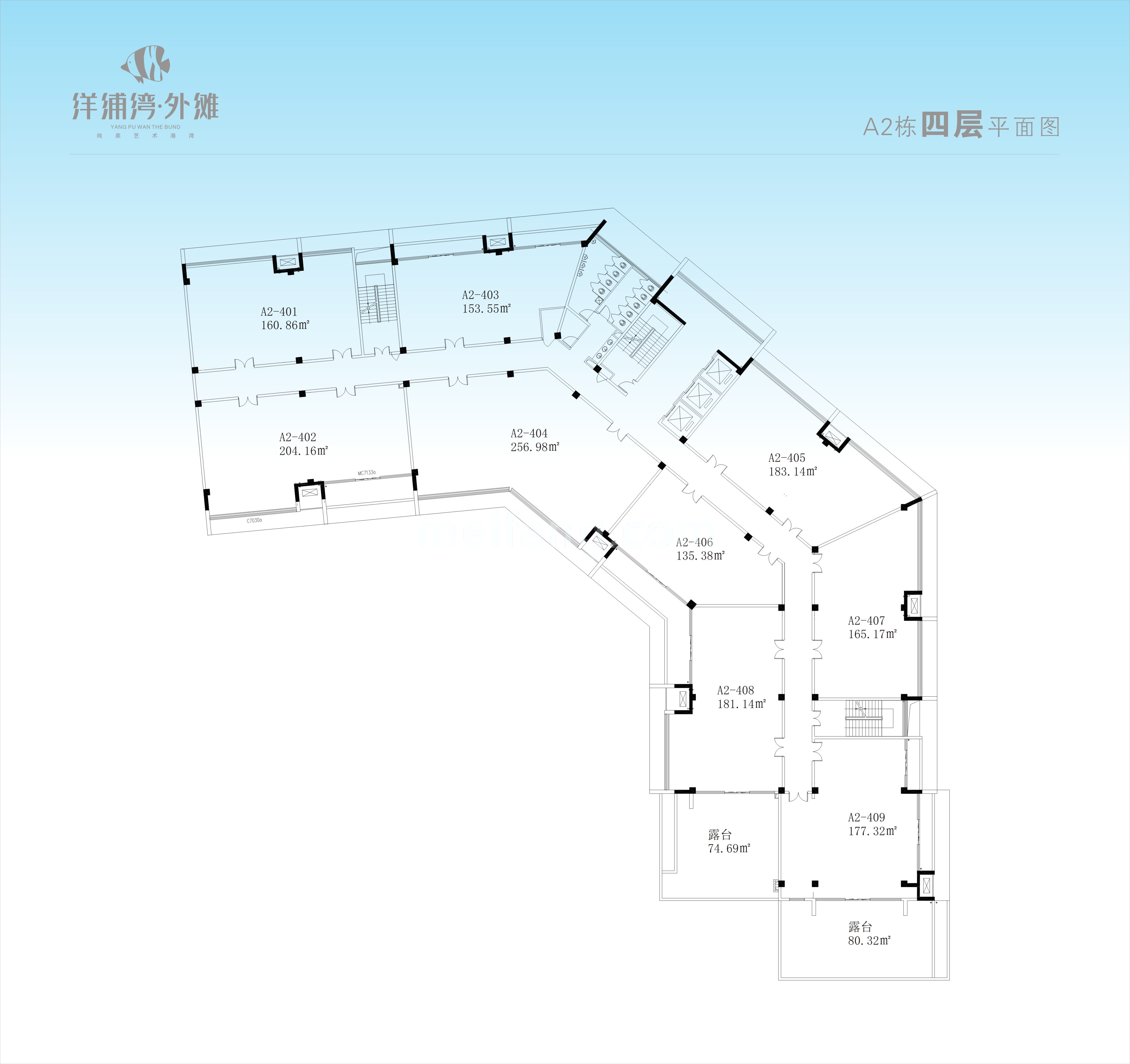 洋浦湾外滩A2栋四层平面图