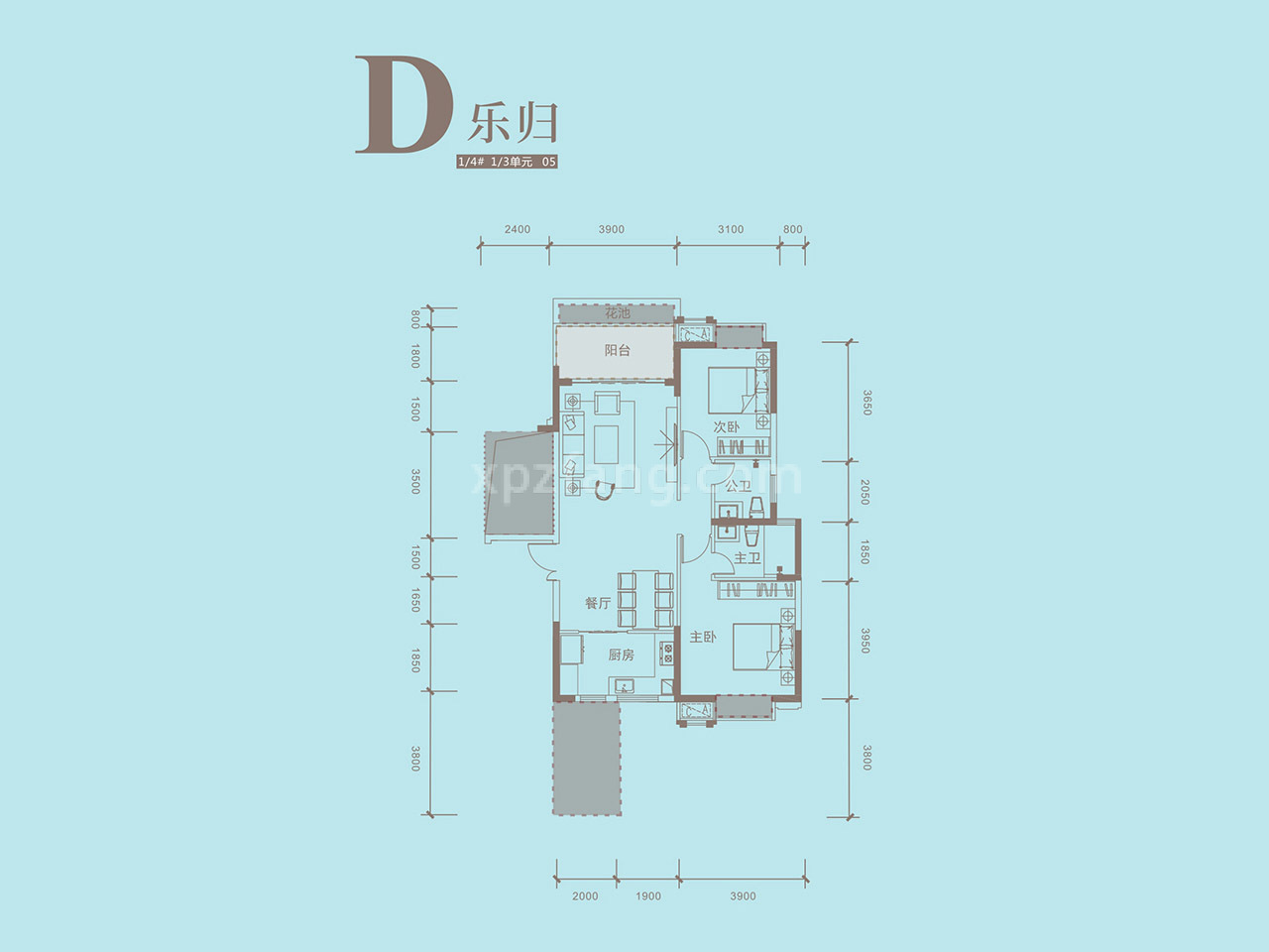 新攀乐西锦城 高层 D户型 两房两厅两卫 建筑面积108㎡