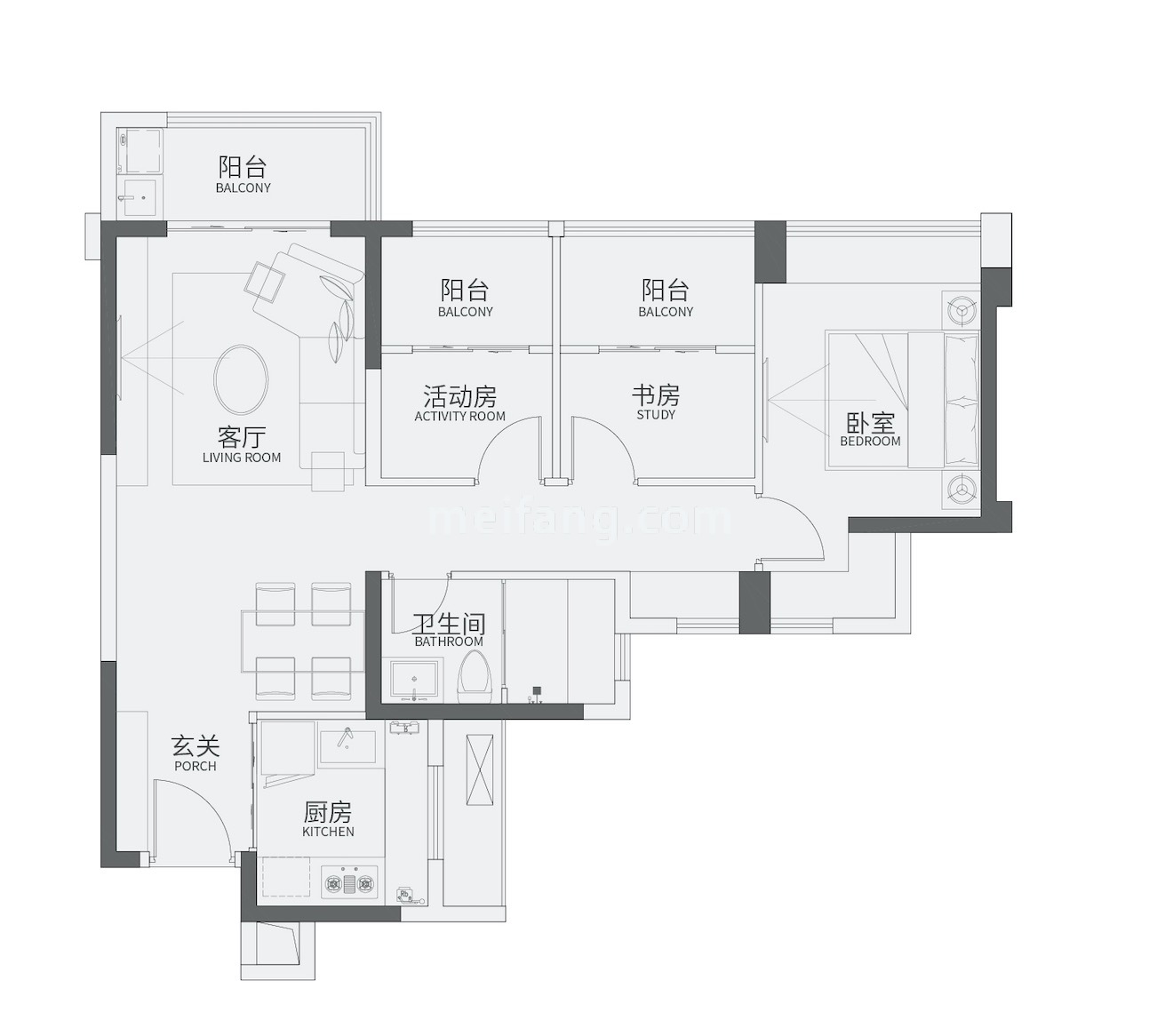 高层 3房2厅1卫 建面79㎡