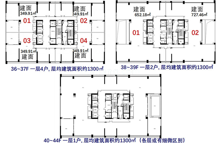 三亚国际传媒中心3号楼35-44F云端IMC-FLAT企业总部办公楼层平面图