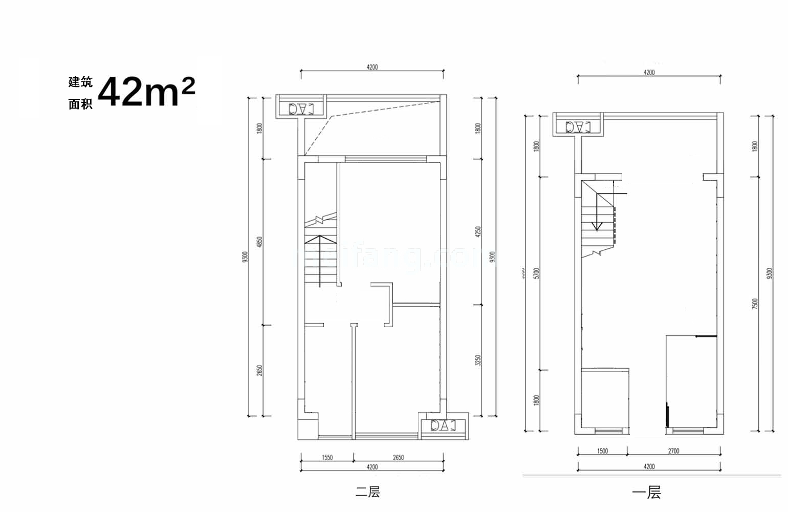 巧克力小镇叠墅 2室2卫 建筑面积42㎡