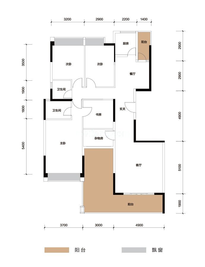 高层 4房2厅2卫 建面172㎡