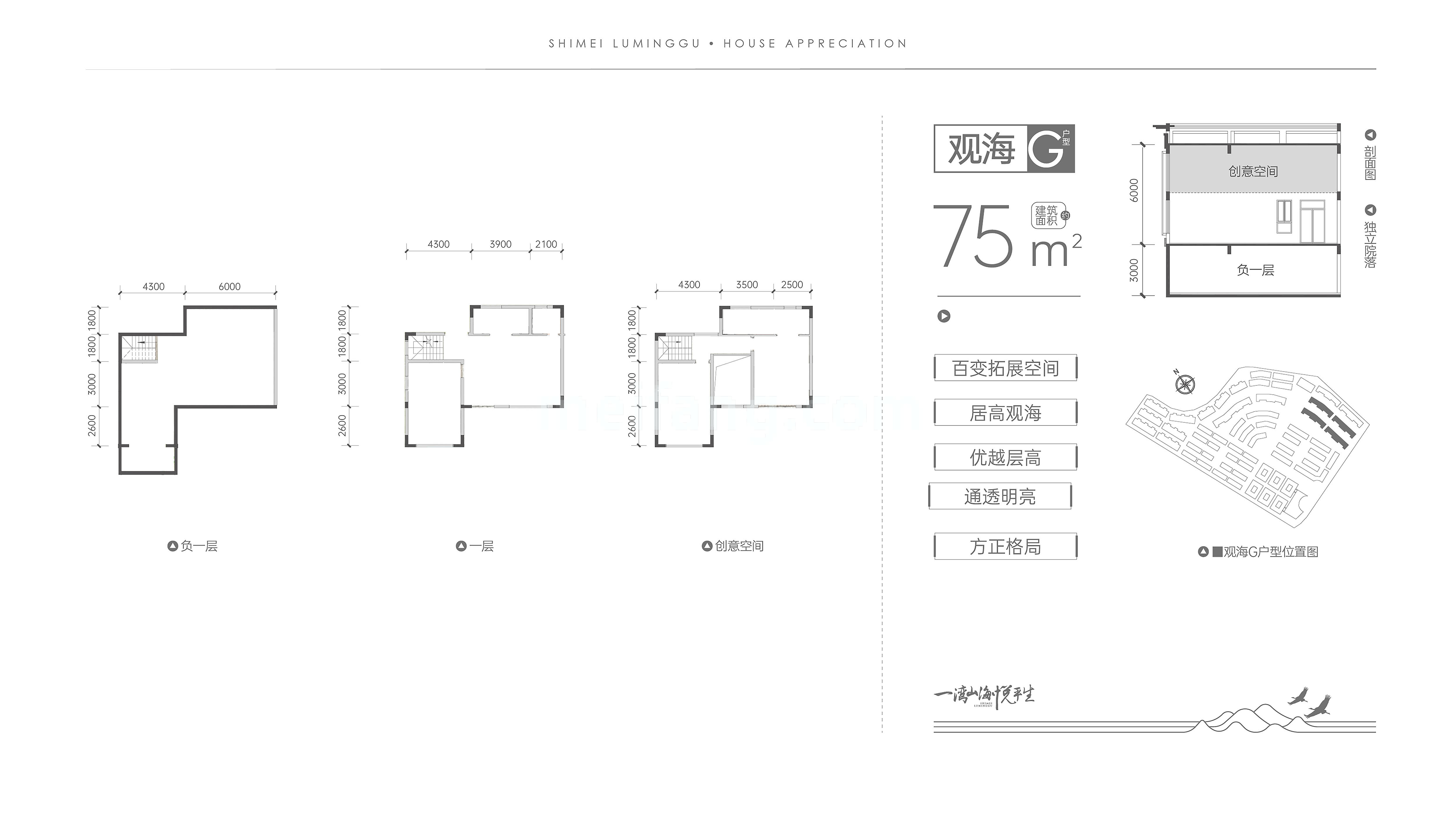 双拼 G户型双拼别墅 建筑面积75㎡