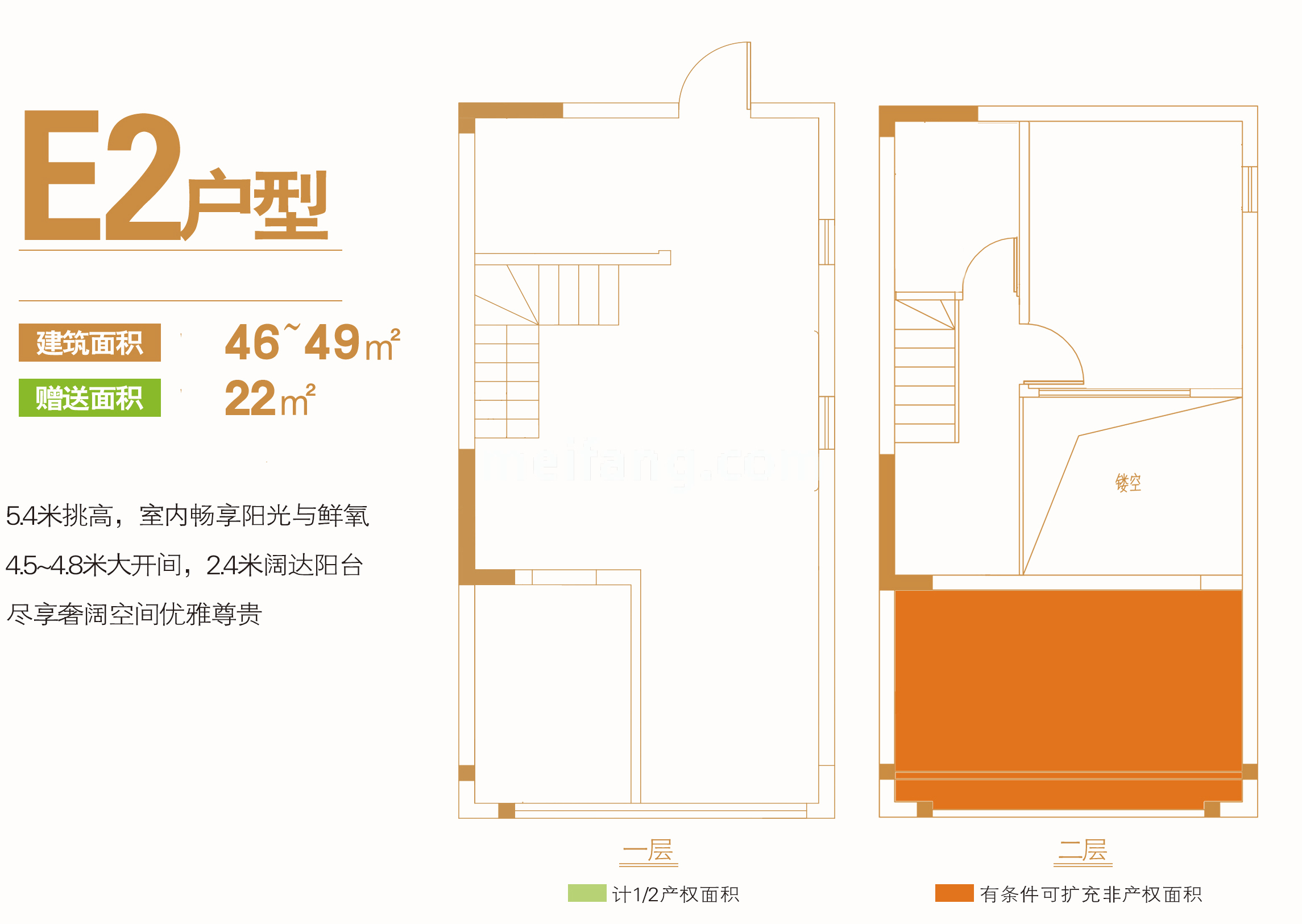 loft E2户型 建筑面积46-49㎡