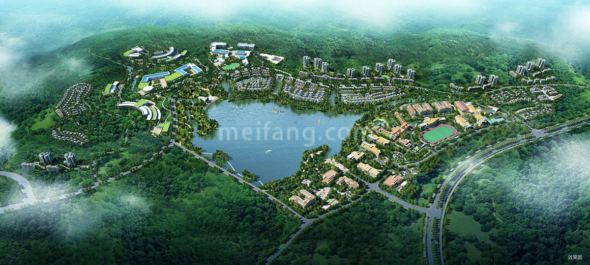 中交海棠麓湖鸟瞰图