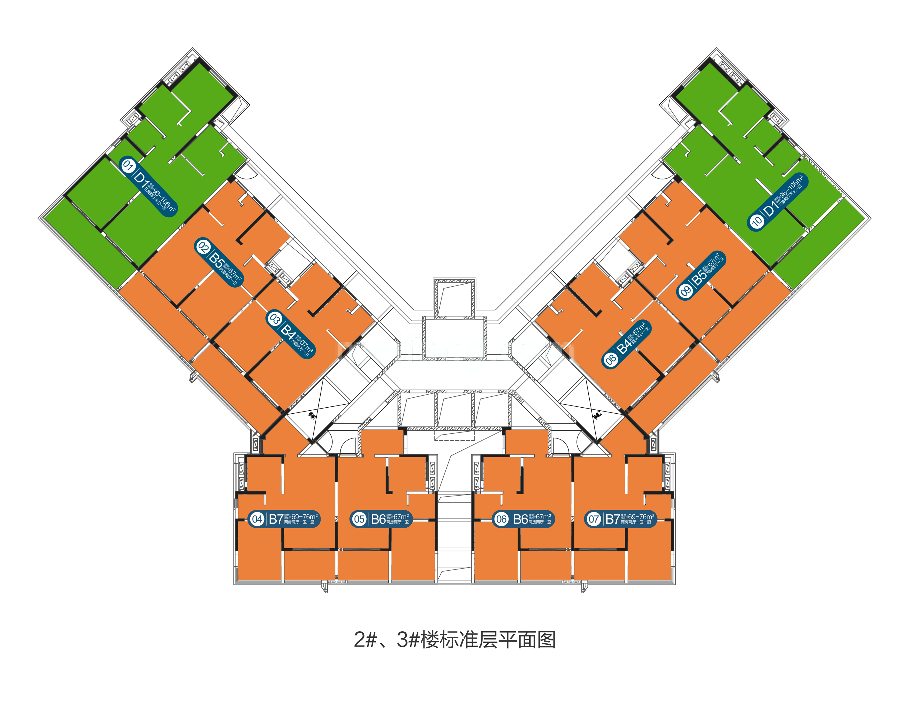 曲江新鸥鹏教育城2#、3#楼平面图