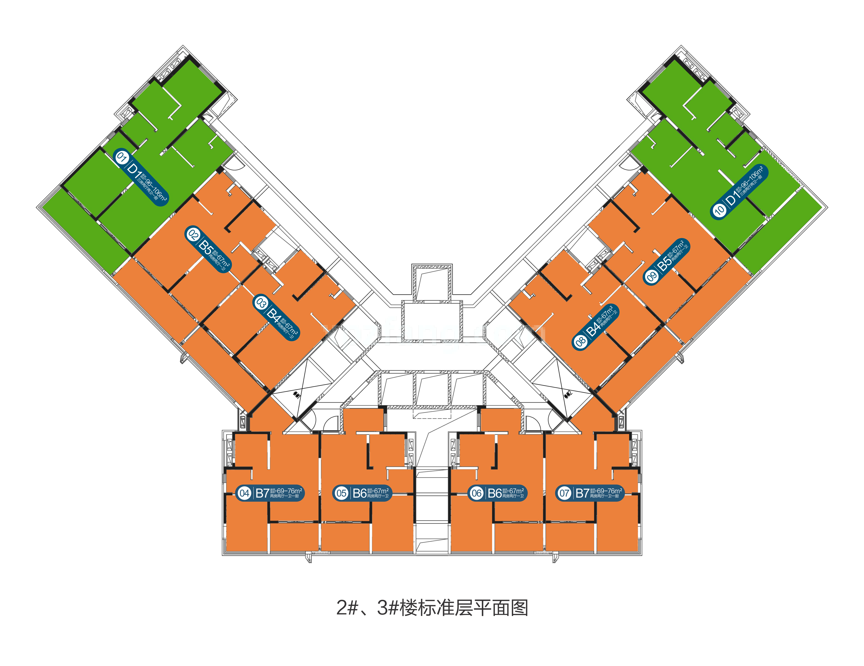 曲江新鸥鹏教育城 2#、3#楼平面图