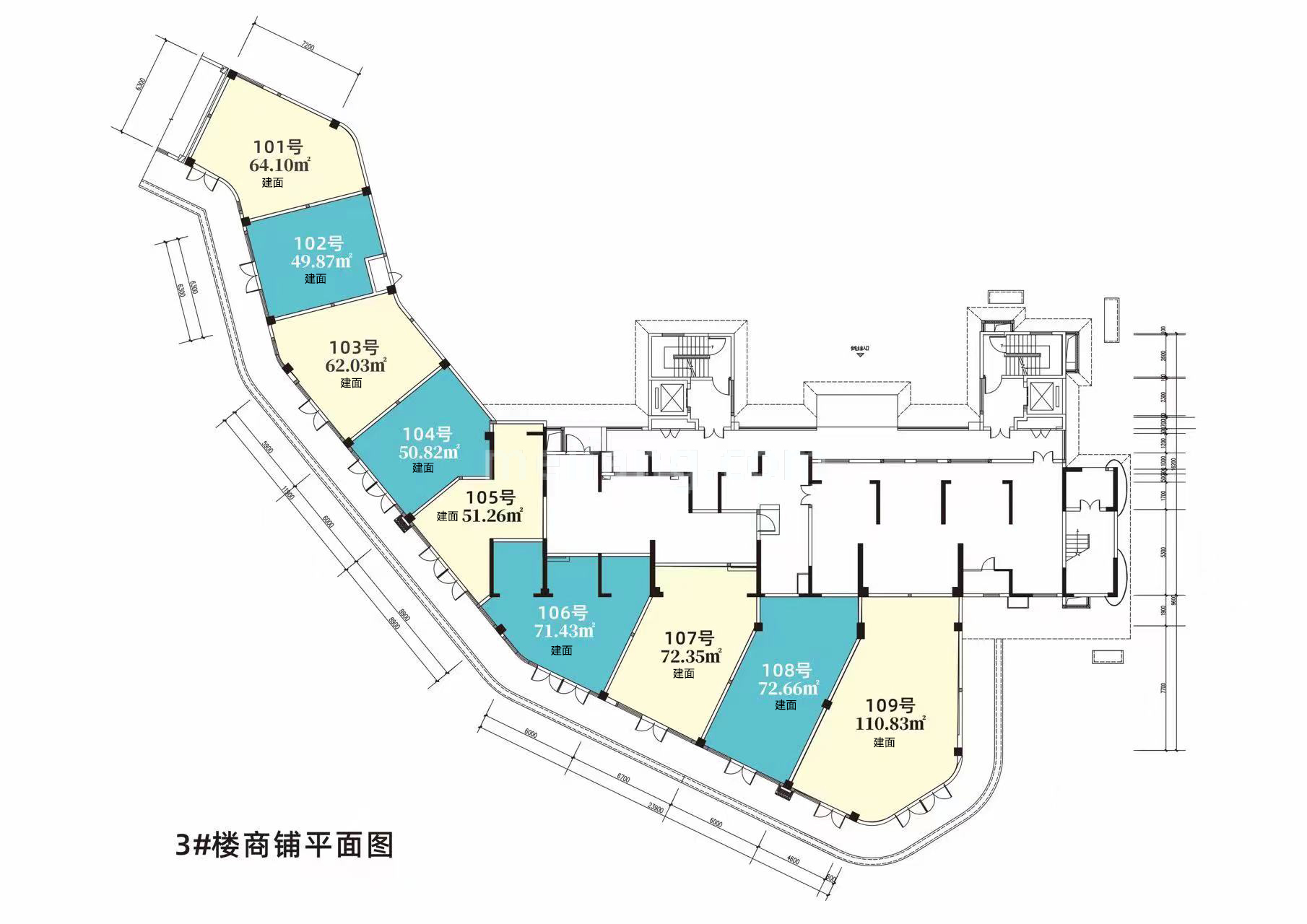 银滩天玺3#楼商铺平面图