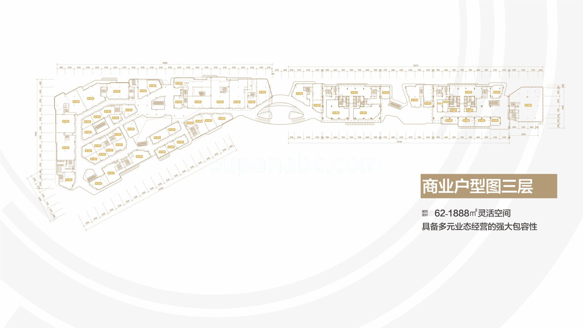 雅居乐中心 独立商业 三层平面图 建面62-1888㎡