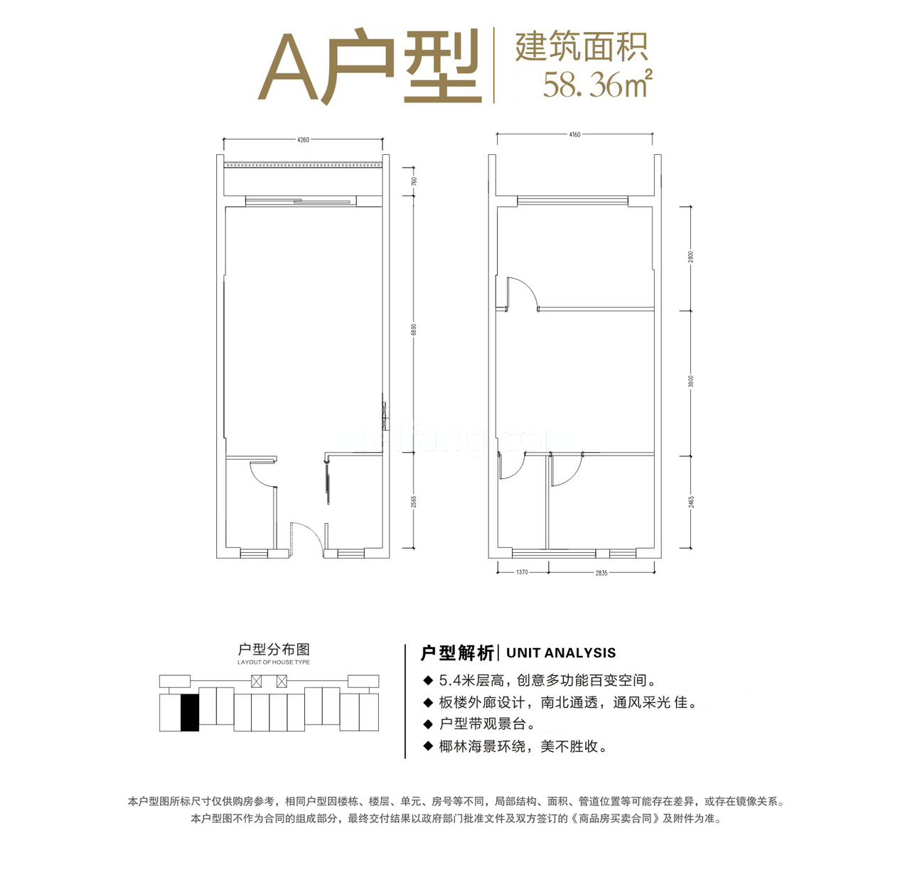 loft A户型 建面58.36㎡