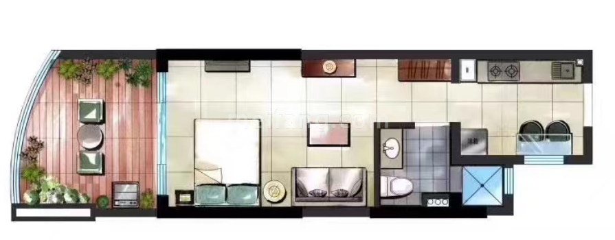 洋房 二期户型  一居45㎡户型图