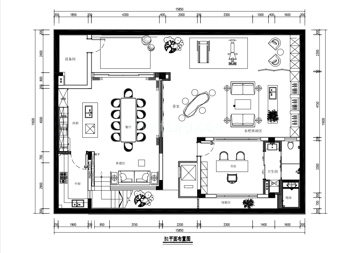 联排 128平四室两厅五卫负一楼
