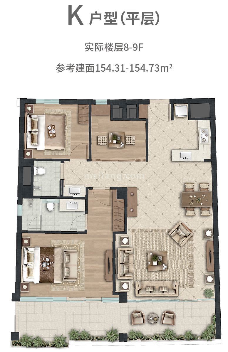 高层 154平3室2厅2卫
