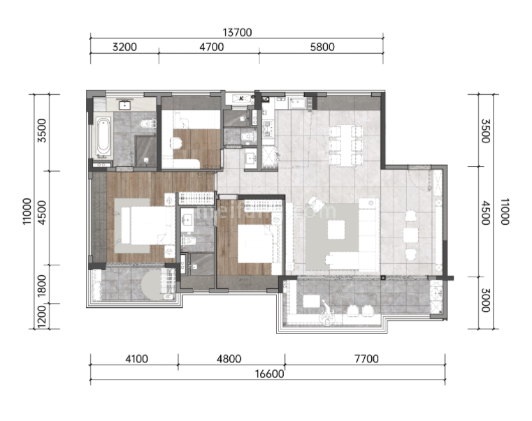 G户型153㎡ 3房2厅3卫