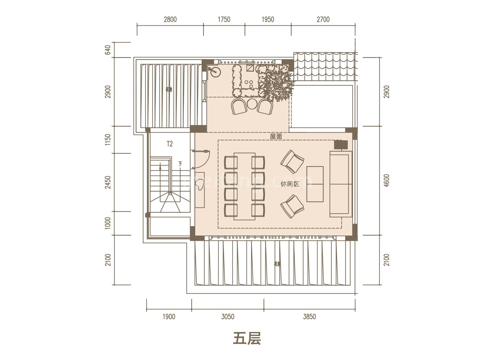 叠墅 A2户型 三房两厅三卫 建面约134㎡ 五层