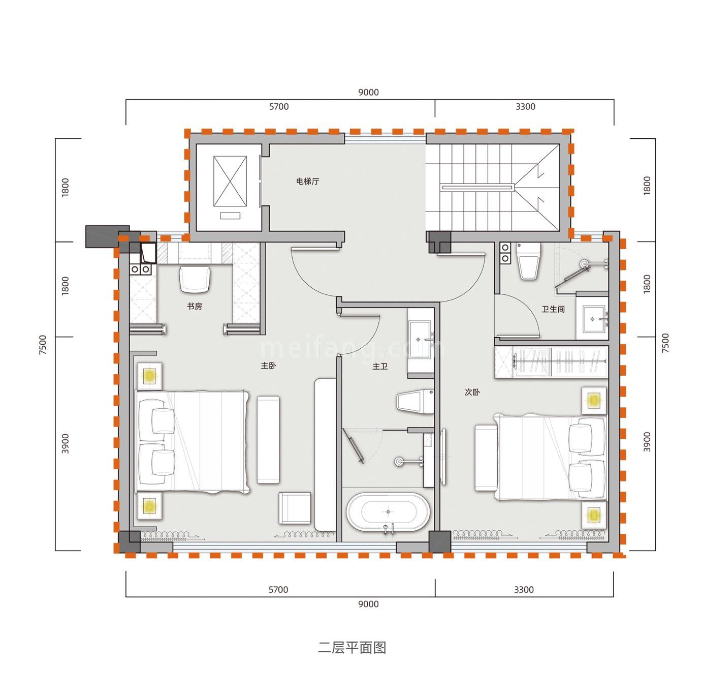 三层院墅&middot;上院&middot;B户型二层