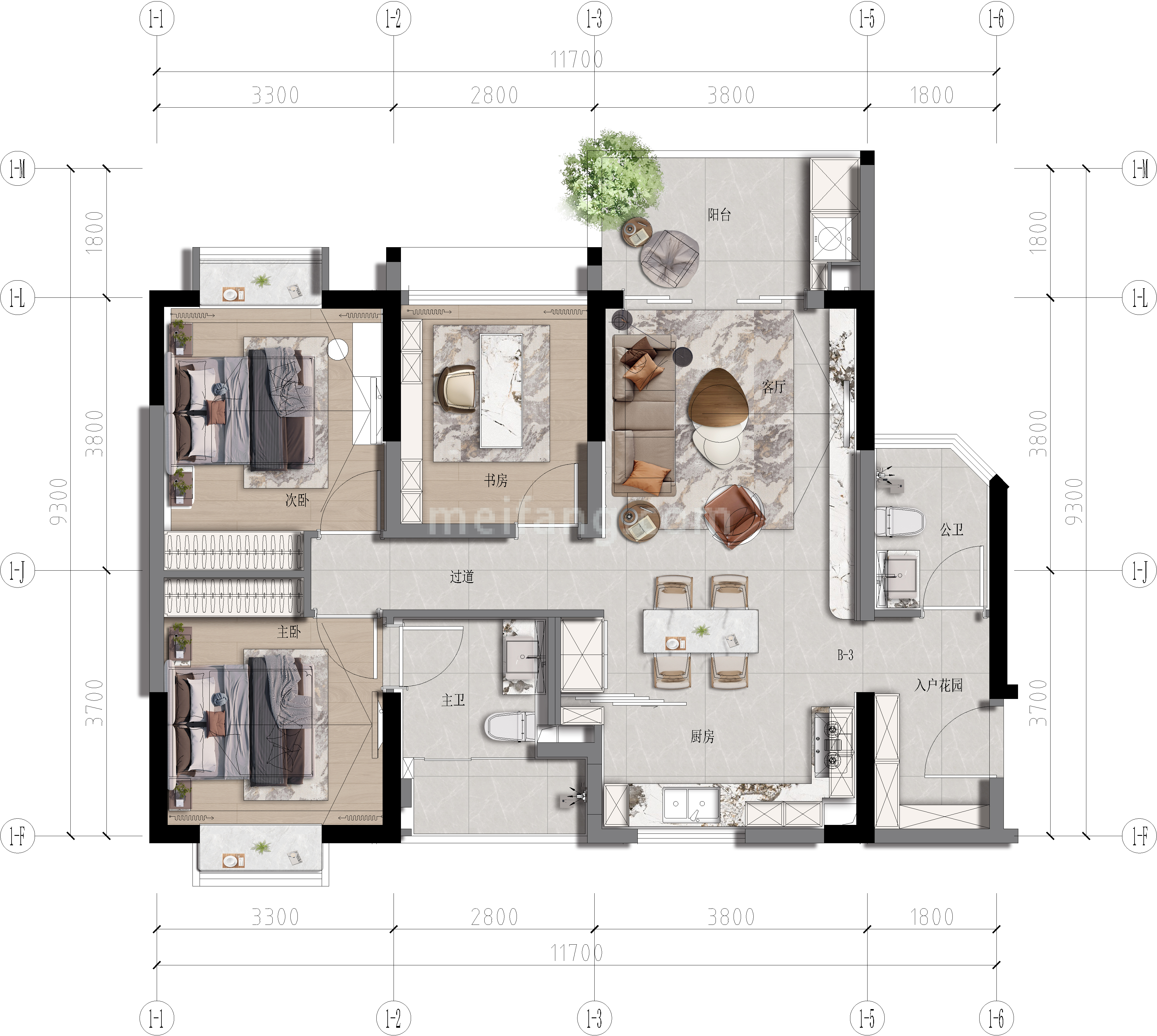 B3户型89㎡ 3房2厅2卫