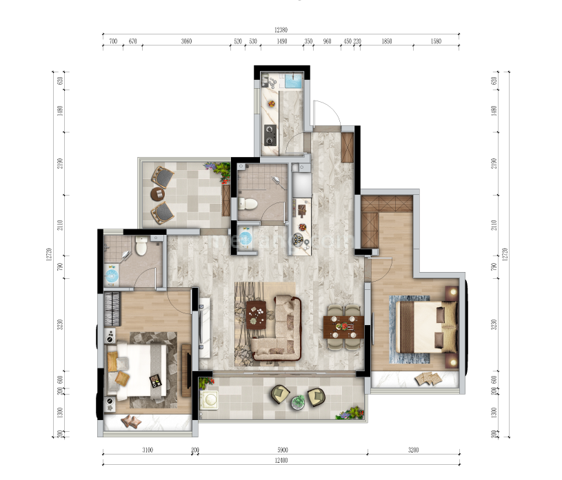 独立商业 三室两厅两卫