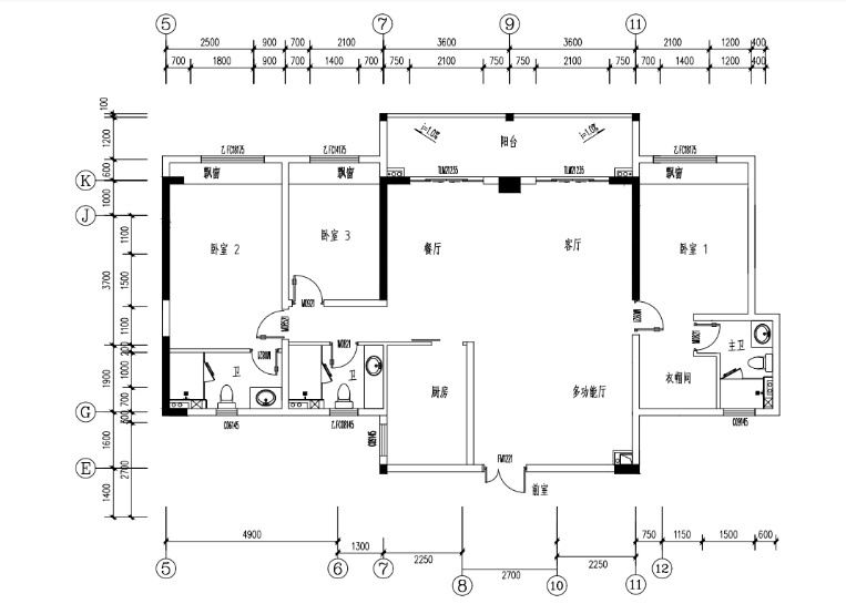 中投悦府 B户型四房两厅三卫