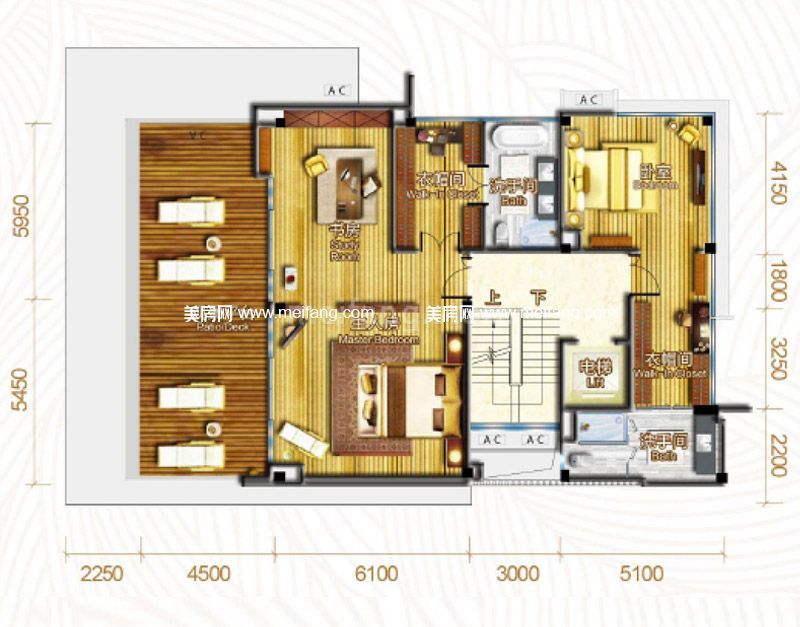 碧桂园森林城市 A103-M系列 别墅 6室3厅 实用面积：805㎡ 三层平面图 