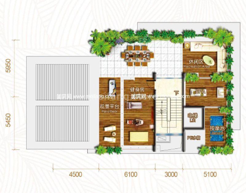 碧桂园森林城市 A103-M系列 别墅 6室3厅 实用面积：805㎡ 天台平面图 