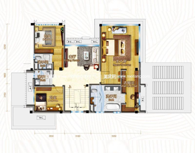碧桂园森林城市 B101A 别墅 5室3厅 416-437㎡二层平面图 
