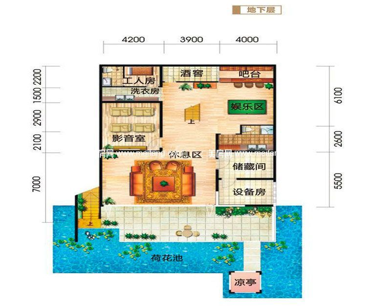 别墅户型3地下层 5室4厅6卫1厨 建面348㎡