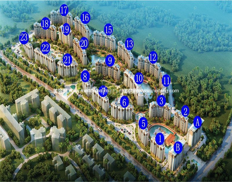 华悦海棠鸟瞰图（标有楼号）